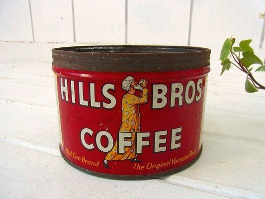 【HILLS BROS】ヒルスコーヒー・ブリキ製・ヴィンテージ・コーヒー缶/ティン缶 USA