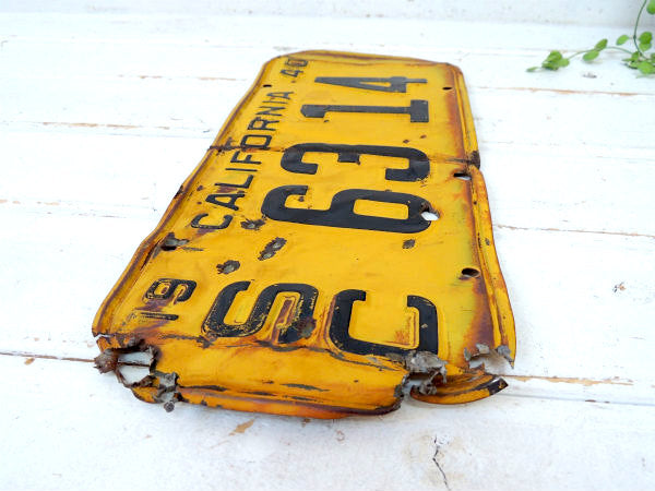 【1940/CALIFORNIA/SC/6314】弾痕付き・ヴィンテージ・ナンバープレート・ジャンク