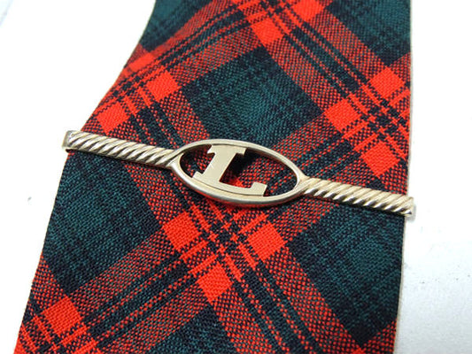 デザイン L イニシャルモチーフ アンティーク&ヴィンテージ タイピン タイバー USA ビンテージアクセサリー