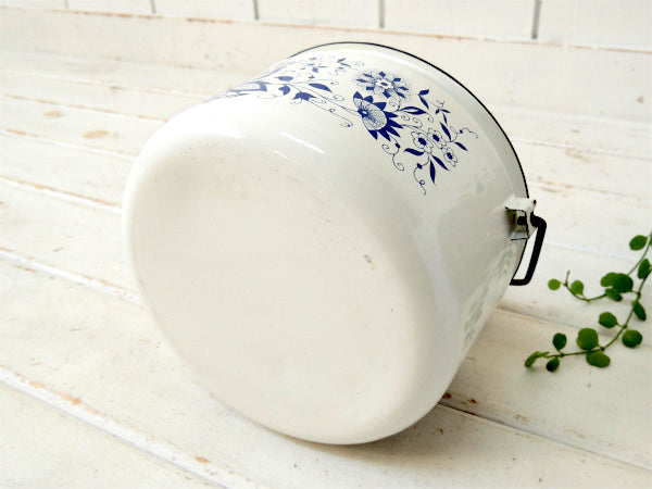 USA レトロな花柄・ホーロー・ヴィンテージ・ケトル ポット キッチン雑貨 キャンプギア