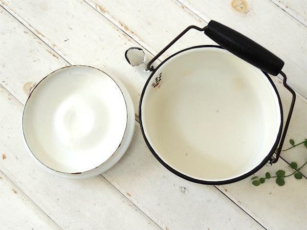 USA レトロな花柄・ホーロー・ヴィンテージ・ケトル ポット キッチン雑貨 キャンプギア