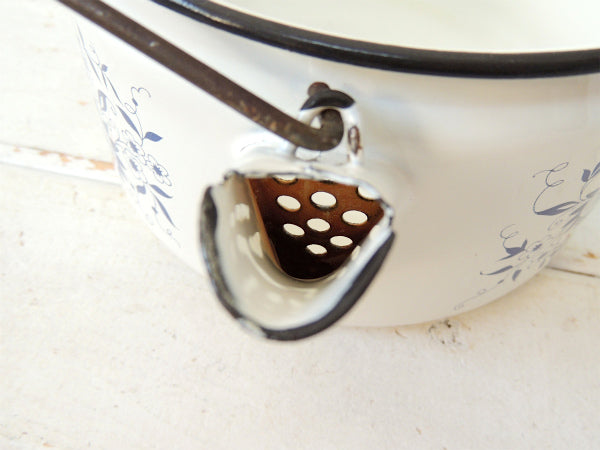 USA レトロな花柄・ホーロー・ヴィンテージ・ケトル ポット キッチン雑貨 キャンプギア