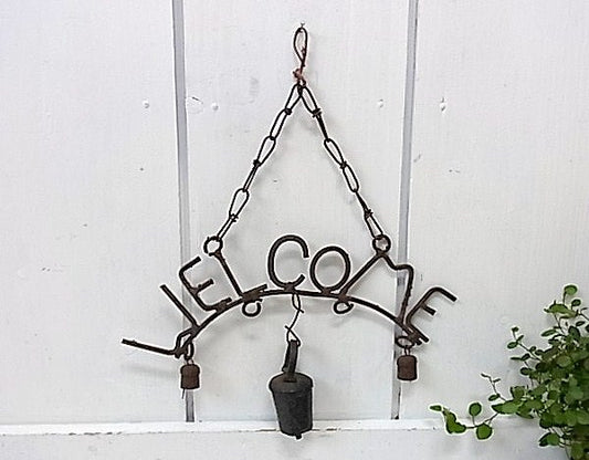 WELCOME・サイン・看板 アイアン製・ベル付き・ヴィンテージ・USA・ドアベル