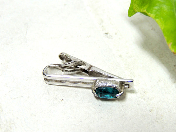 【SWANK社製・シルバー色】エメラルドのようなグリーンの輝き・ヴィンテージ・タイピン・スワンク