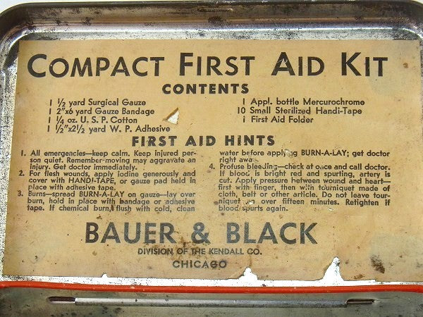 オレンジ色・ヴィンテージ・ファーストエイドキット/救急箱/ティン缶 USA