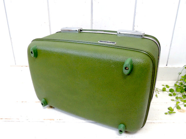 【アメリカンツーリスター】オリーブグリーン色・2段式・ヴィンテージ・メイクボックス/コスメボックス