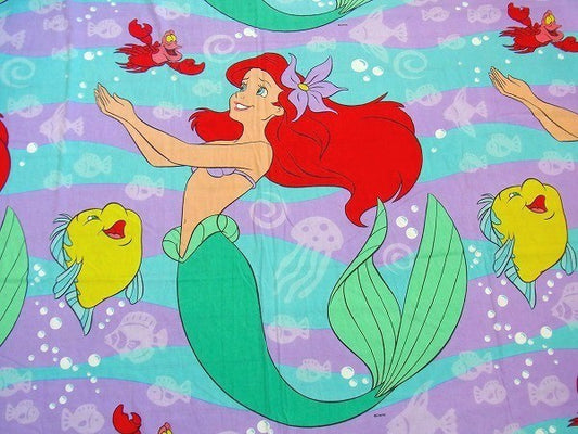 【リトルマーメイド】アリエル・大柄・ユーズドシーツ/キャラクター生地(フラット) USA
