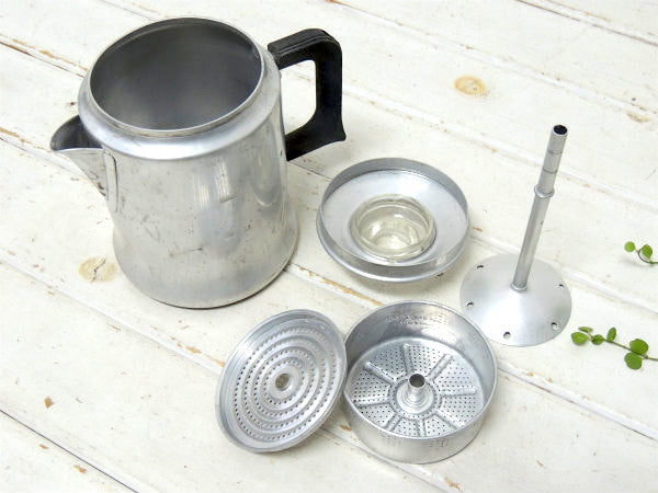 【COMET社】アルミ製・ヴィンテージ・パーコレーター/コーヒーポット/アウトドア/ジャンク品