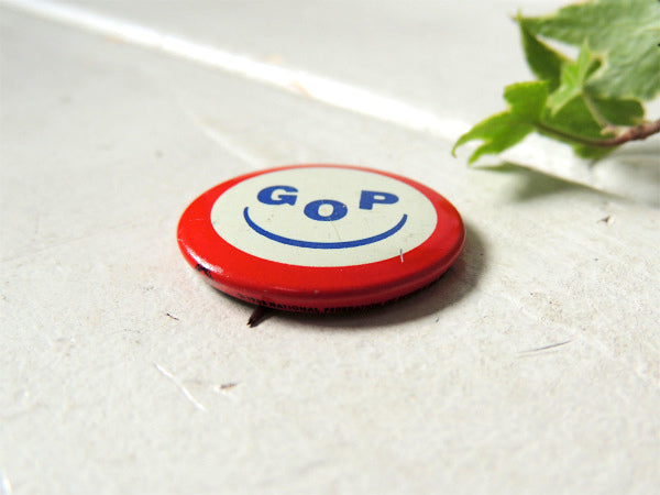 【スマイル・smile・笑顔】GOP・1968s・ヴィンテージ・缶バッジ・USA