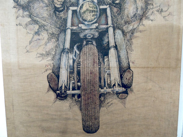 ハーレーダビッドソン ファブリックポスター・ビンテージ・絵画・アート・オートバイ・看板