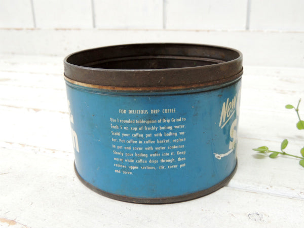 【Chase&Sanborn】NY・COFFEE・青色・シャビーなヴィンテージ・コーヒー缶/ティン缶
