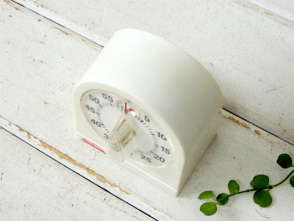 【Sunbeam】ホワイト・プラスティック製・ヴィンテージ・キッチンタイマー/タイマー USA