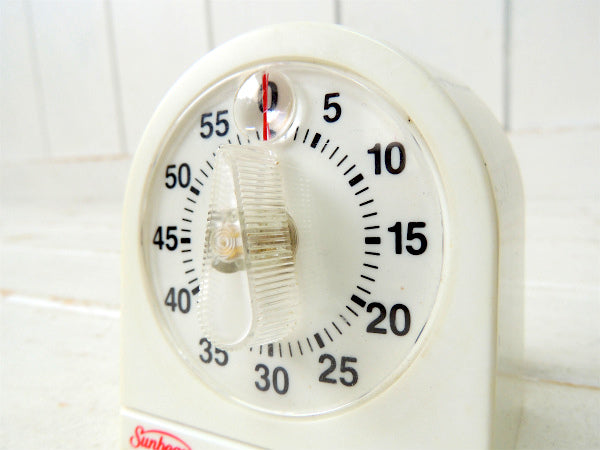 【Sunbeam】ホワイト・プラスティック製・ヴィンテージ・キッチンタイマー/タイマー USA