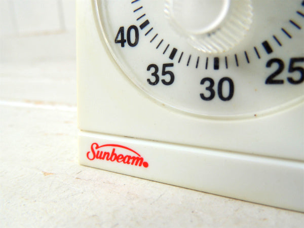 【Sunbeam】ホワイト・プラスティック製・ヴィンテージ・キッチンタイマー/タイマー USA