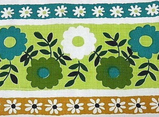 【フランス・レトロな花柄・グリーン・緑色】デッドストック・ヴィンテージ・クロス・生地