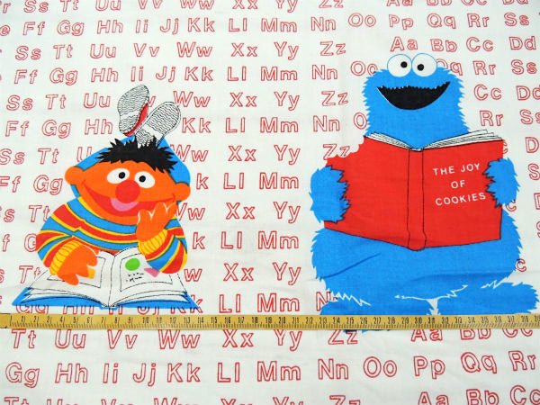 【セサミストリート】USA!アルファベット&読書柄・ヴィンテージ・ユーズドシーツ(1/2)