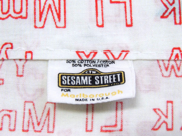 【セサミストリート】USA!アルファベット&読書柄・ヴィンテージ・ユーズドシーツ(1/2)