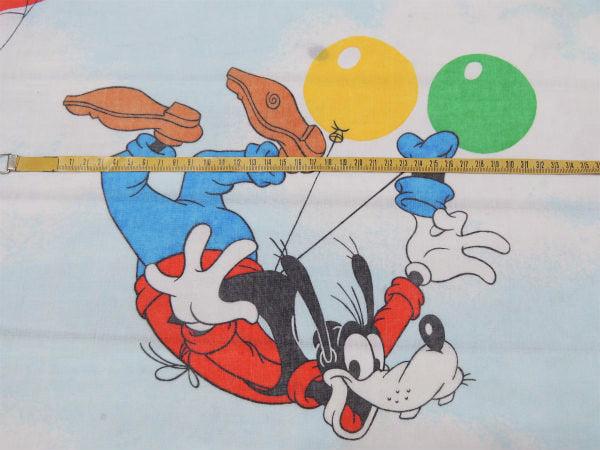 【ミッキー&フレンズ】飛行船柄・ダブルサイズ・ヴィンテージ・ユーズドシーツ(フラットタイプ)