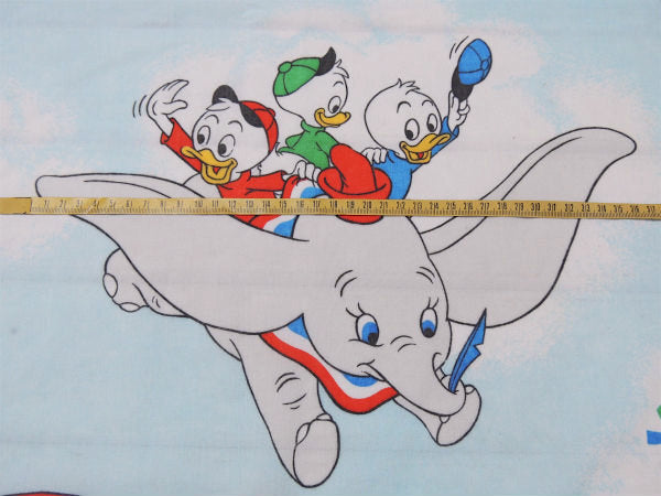 【ミッキー&フレンズ】飛行船柄・ダブルサイズ・ヴィンテージ・ユーズドシーツ(フラットタイプ)