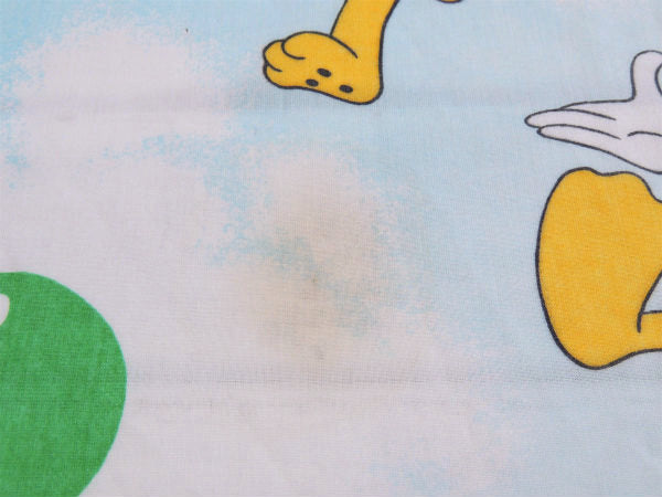 【ミッキー&フレンズ】飛行船柄・ダブルサイズ・ヴィンテージ・ユーズドシーツ(フラットタイプ)