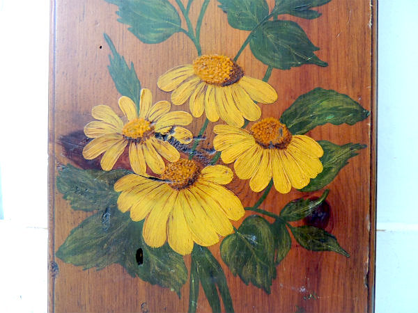 Barb・1971・油絵 花柄 木製・ヴィンテージ・カッティングボード カントリー スタイル US