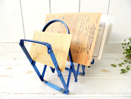 ブルーメタリックカラー・スチール製　ヴィンテージ・コレーター・ステーショナリー