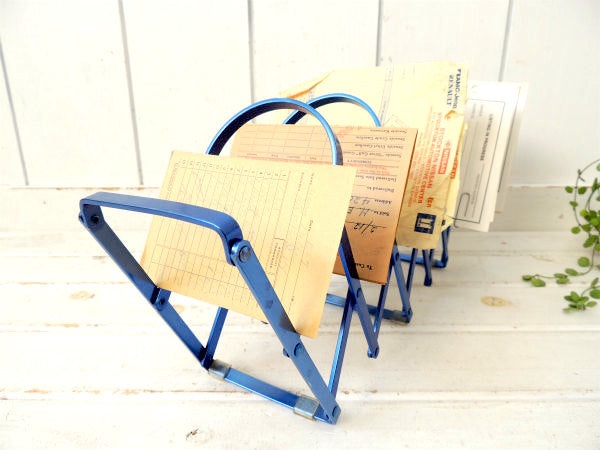 ブルーメタリックカラー・スチール製　ヴィンテージ・コレーター・ステーショナリー