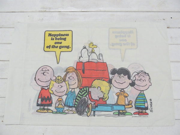 【スヌーピー】USA!ピーナッツの仲間・1971年・ヴィンテージ・ユーズド・ピロケース/枕カバー