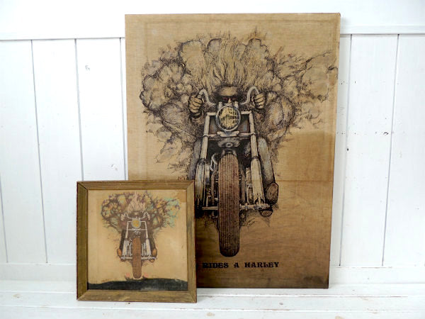 ハーレーダビッドソン ファブリックポスター・ビンテージ・絵画・アート・オートバイ・看板