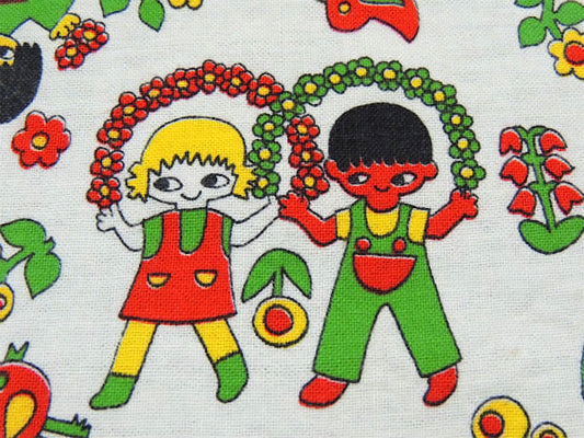 USA!レトロな男の子&女の子柄×小花柄のリバーシブル・ヴィンテージ・ベビーマット