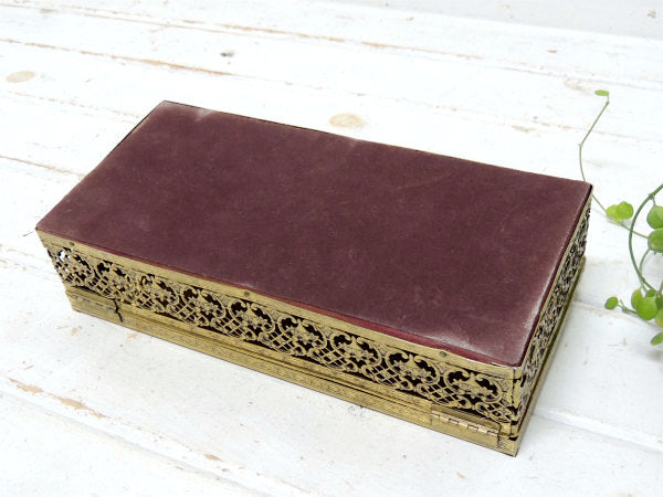 薔薇モチーフ・ゴールド色・透かしデザイン・ヴィンテージ・ティッシュケース・ティッシュボックス