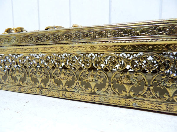 薔薇モチーフ・ゴールド色・透かしデザイン・ヴィンテージ・ティッシュケース・ティッシュボックス