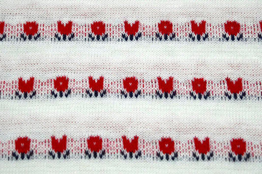 小花&チューリップ柄 レトロポップ 平織り デッドストック ヴィンテージ ファブリック 生地 USA