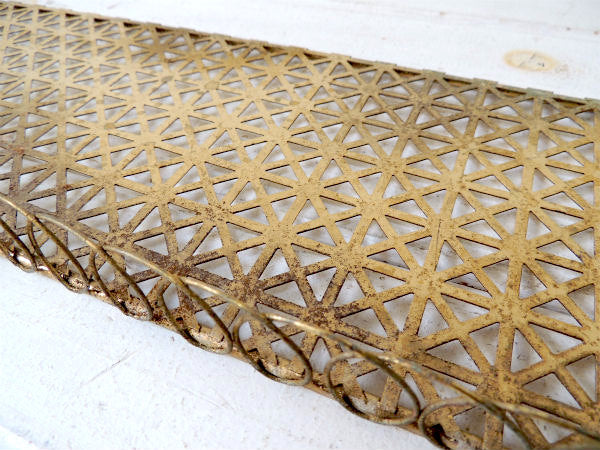 USA ゴールド ワイヤー・ヴィンテージ・2段シェルフ 飾り棚 ウォールシェルフ