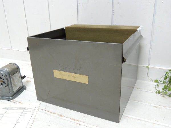 【OXFORD】グレー・メタル製・ヴィンテージ・ファイルケース・書類ケース・引き出し USA