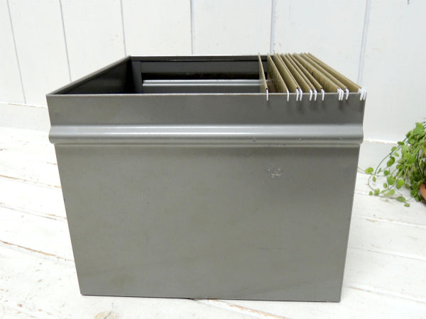 【OXFORD】グレー・メタル製・ヴィンテージ・ファイルケース・書類ケース・引き出し USA