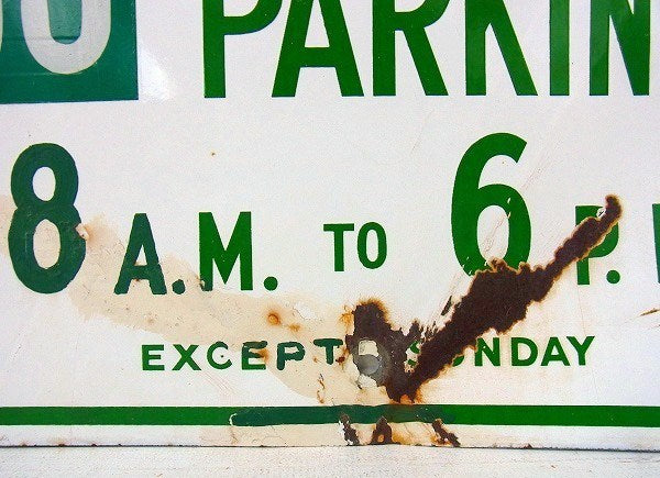 NO PARKING 駐車禁止 道路標識・ホーロー・ヴィンテージ・サイン 看板 USA
