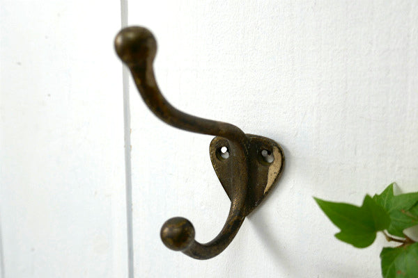 真鍮製・アンティーク・ウォールフック・USA・インダストリアル・フック・インテリア