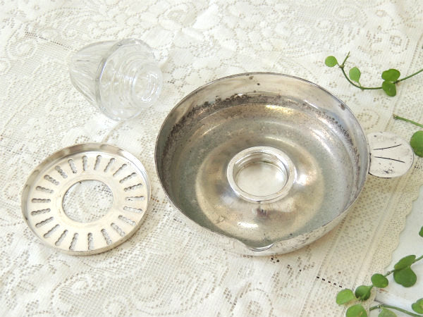 FRANCE フランス　シルバー×ガラス製　アンティーク　レモン絞り器　キッチン雑貨 スクイザー　ジューサー