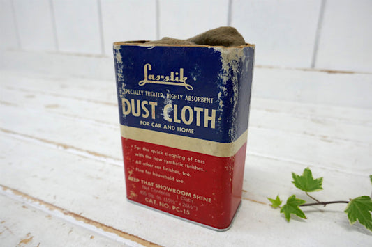 Las-Stik ダストクロス 紙&ティン USA ヴィンテージ パッケージ 容器 アメ車 ガレージ