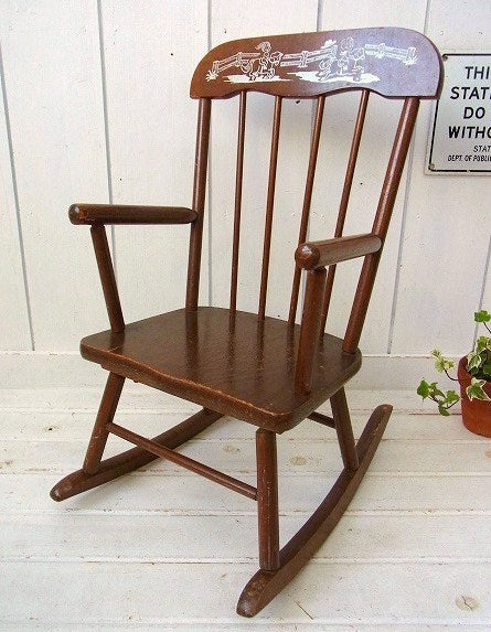 HEDSTOROM 木製 ポニー柄 子供用 ヴィンテージ ロッキングチェア 子供イス チャイルドチェア USA