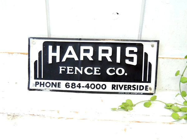 【HARRIS/FENCE/フェンス】ヴィンテージ・スチール製・サインプレート・看板