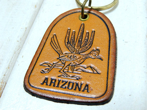 【サボテン&ロードランナー】ARIZONA デッドストック  ヴィンテージ レザー 革 キーホルダー