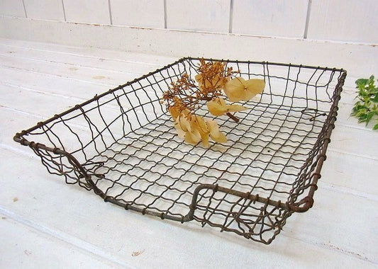 シャビー アンティーク ワイヤートレイ 書類トレイ デスクトレイ ワイヤートレイ インテリア USA