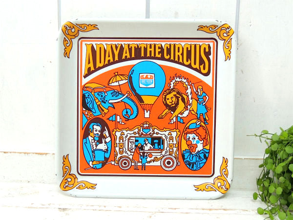 1970's・サーカス柄・看板　USA・ヴィンテージ・トレイ・アドバタイジング・銀行・プレート