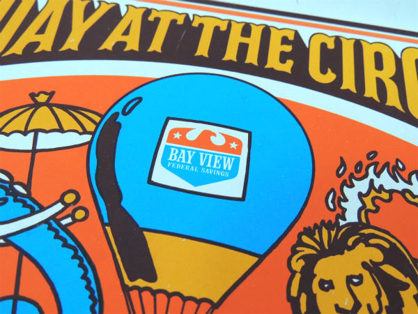 1970's・サーカス柄・看板　USA・ヴィンテージ・トレイ・アドバタイジング・銀行・プレート
