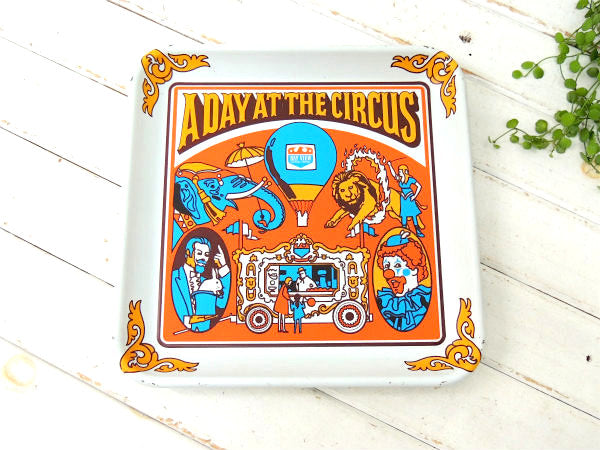 1970's・サーカス柄・看板　USA・ヴィンテージ・トレイ・アドバタイジング・銀行・プレート