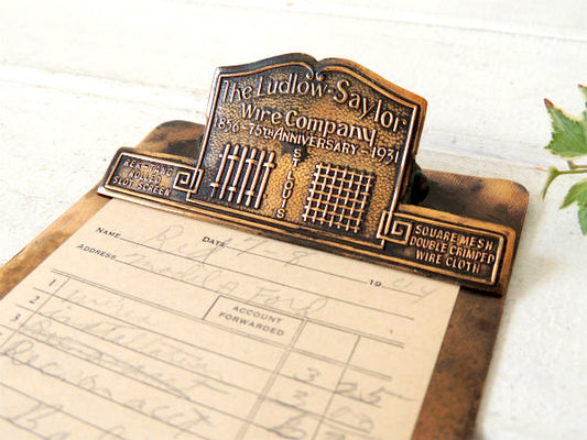 【1856y~ワイヤーカンパニー/アドバタイジング】銅製・アンティーク・バインダー/クリップボード