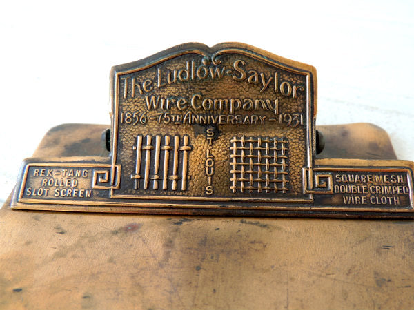 【1856y~ワイヤーカンパニー/アドバタイジング】銅製・アンティーク・バインダー/クリップボード