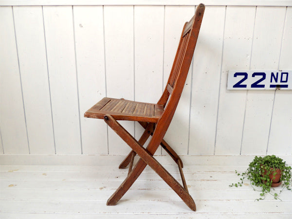 アンティーク 木製 折り畳みイス 椅子 カントリースタイル USA フォールディングチェア アメリカンビンテージ